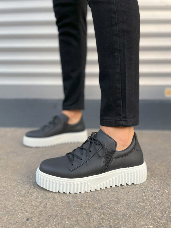 JY502 Bold Bağcıklı Cilt Erkek Günlük Sneaker Ayakkabı CBT - Siyah - Görsel 2