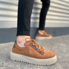JY502 Bold Bağcıklı Süet Erkek Günlük Sneaker Ayakkabı SKT - Taba