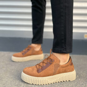 JY502 Bold Bağcıklı Süet Erkek Günlük Sneaker Ayakkabı SKT - Taba