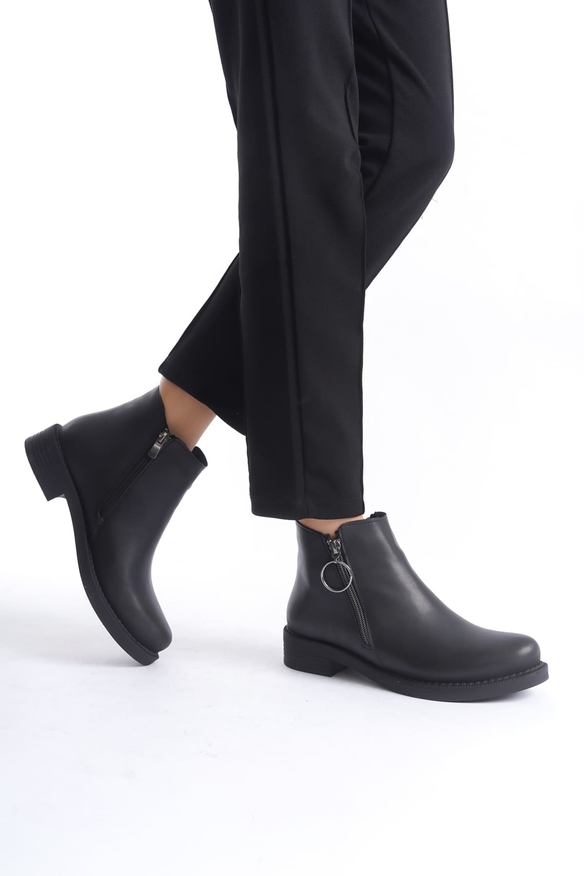 MARGARET Fermuarlı Ortopedik Taban Topuklu Kadın Bot - CST - Siyah - Görsel 6