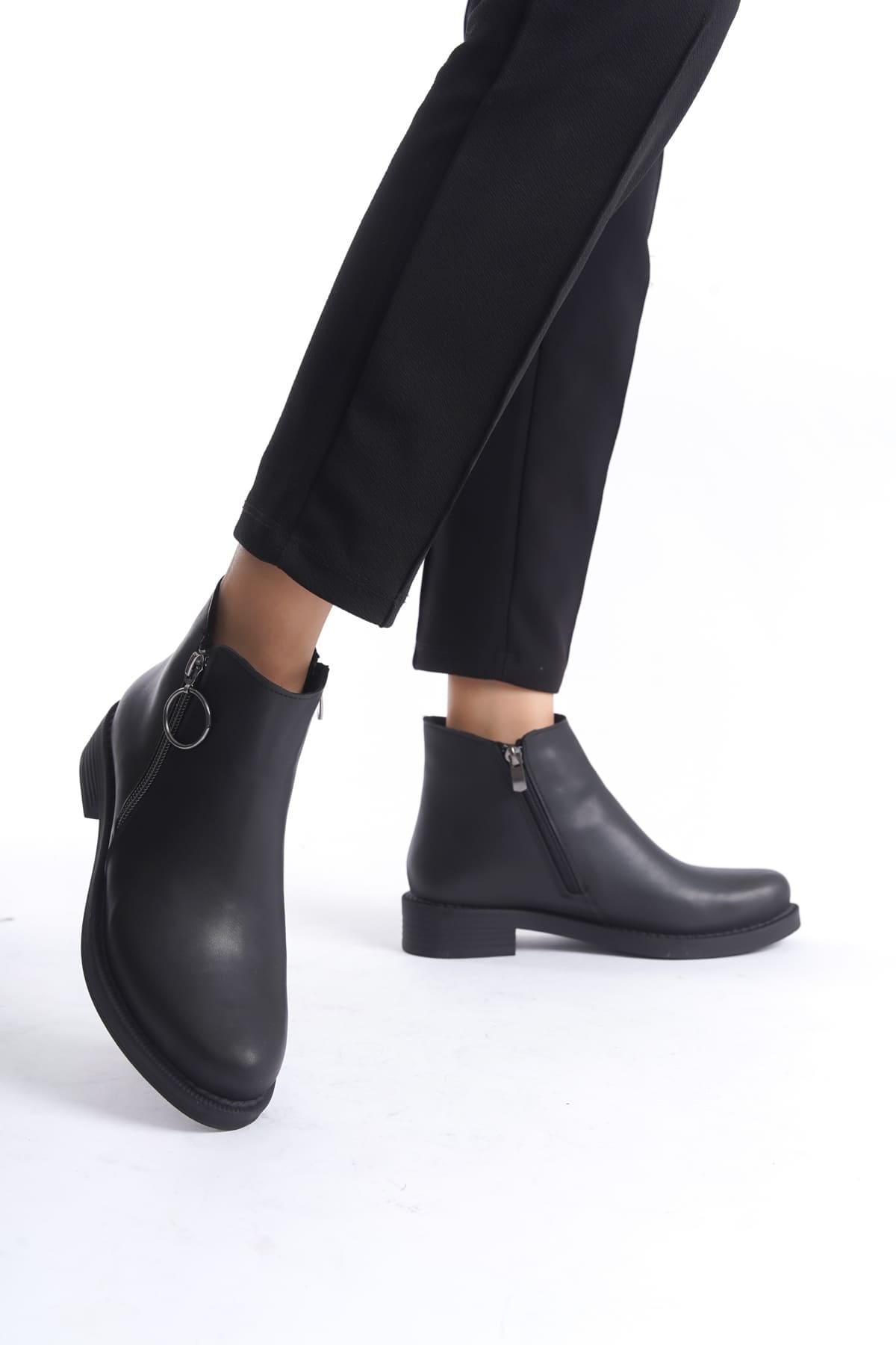MARGARET Fermuarlı Ortopedik Taban Topuklu Kadın Bot - CST - Siyah - Görsel 5