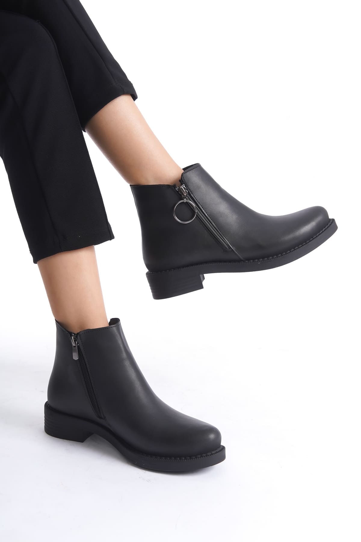 MARGARET Fermuarlı Ortopedik Taban Topuklu Kadın Bot - CST - Siyah - Görsel 3