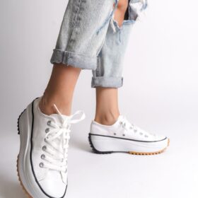 PARIS Bağcıklı Ortopedik Taban Kadın Sneaker Spor Ayakkabı  TBT - Beyaz