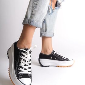 PARIS Bağcıklı Ortopedik Taban Kadın Sneaker Spor Ayakkabı  TBT - Siyah