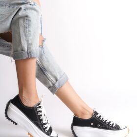 PARIS Bağcıklı Ortopedik Taban Kadın Sneaker Spor Ayakkabı  TBT - Siyah