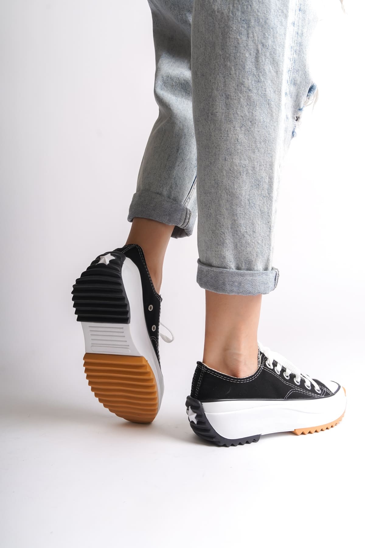 PARIS Bağcıklı Ortopedik Taban Kadın Sneaker Spor Ayakkabı  TBT - Siyah - Görsel 3