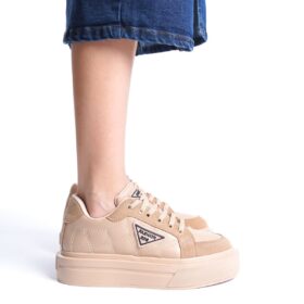 PRAG Bağcıklı Ortopedik Taban Desenli Kadın Sneaker Spor Ayakkabı CTT - Ten