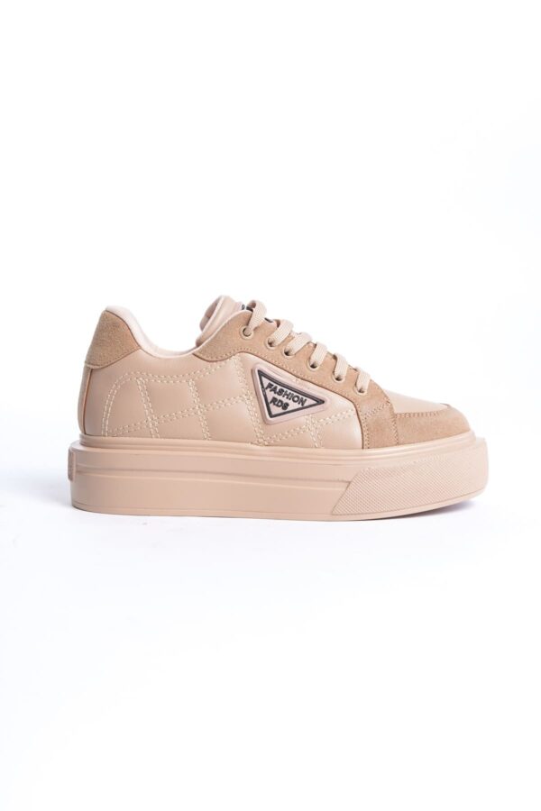 PRAG Bağcıklı Ortopedik Taban Desenli Kadın Sneaker Spor Ayakkabı CTT - Ten - Görsel 6