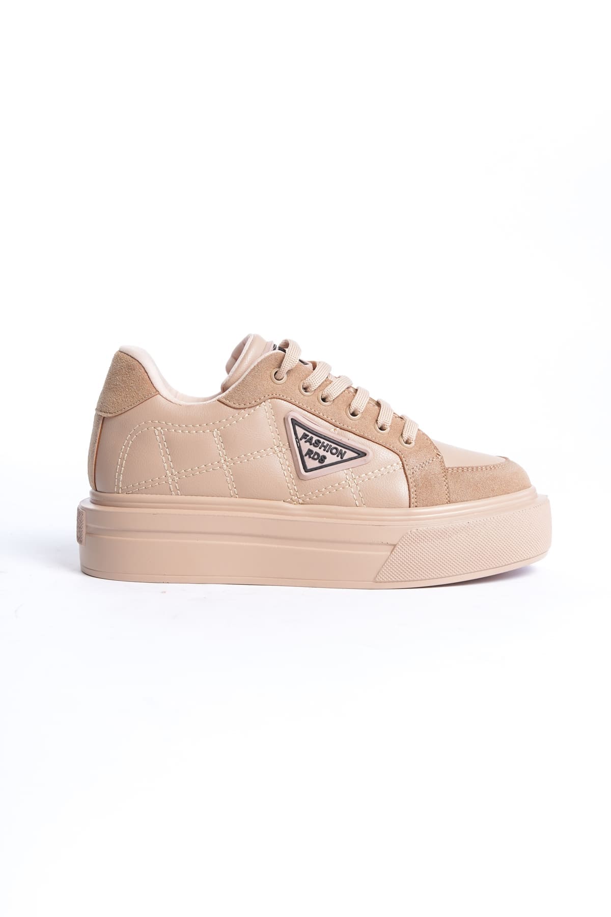 PRAG Bağcıklı Ortopedik Taban Desenli Kadın Sneaker Spor Ayakkabı CTT - Ten - Görsel 6