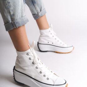 ROMA Bağcıklı Ortopedik Taban Kadın Sneaker Spor Ayakkabı TBT - Beyaz