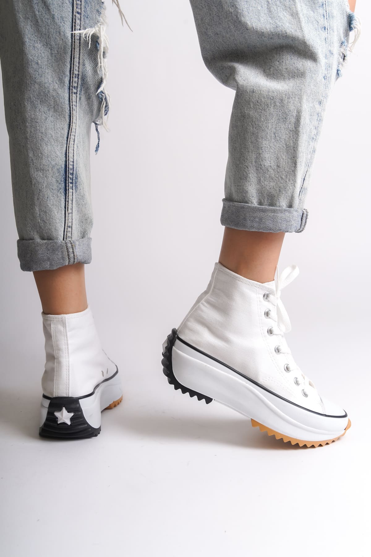 ROMA Bağcıklı Ortopedik Taban Kadın Sneaker Spor Ayakkabı TBT - Beyaz - Görsel 3