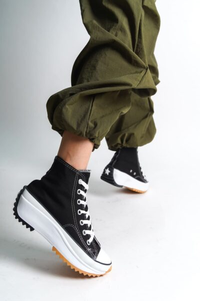 ROMA Bağcıklı Ortopedik Taban Kadın Sneaker Spor Ayakkabı  TBT - Siyah