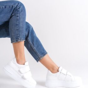 VALENCIA Bağcıksız Cırt Cırtlı Ortopedik Taban Kadın Sneaker Spor Ayakkabı CBT - Beyaz