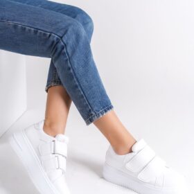 VALENCIA Bağcıksız Cırt Cırtlı Ortopedik Taban Kadın Sneaker Spor Ayakkabı CBT - Beyaz