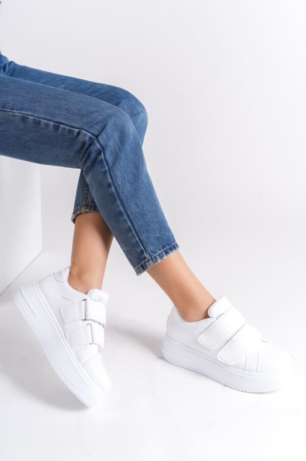 VALENCIA Bağcıksız Cırt Cırtlı Ortopedik Taban Kadın Sneaker Spor Ayakkabı CBT - Beyaz - Görsel 2