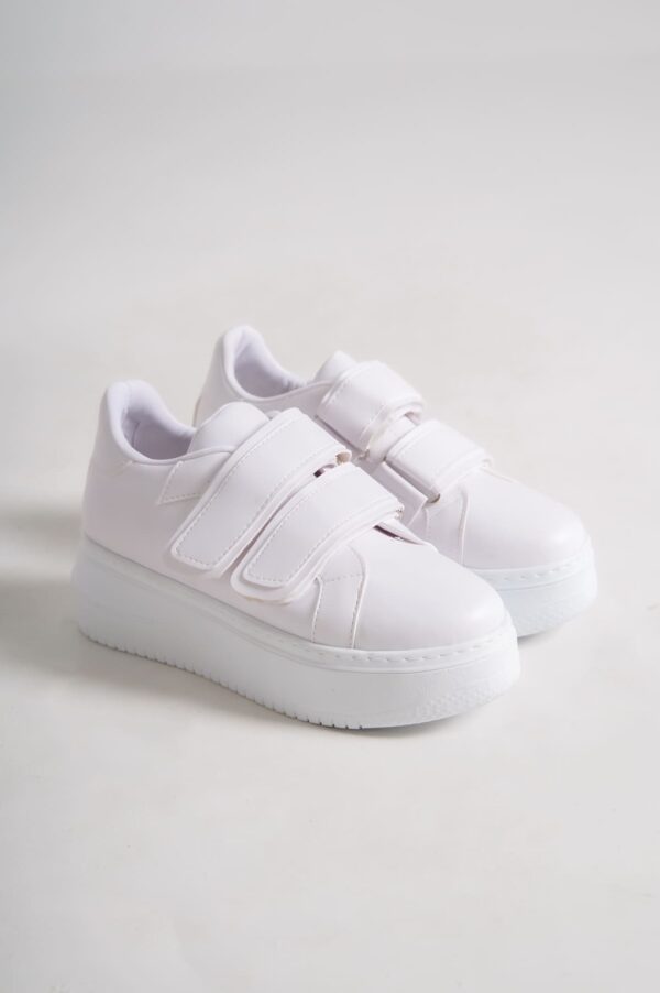 VALENCIA Bağcıksız Cırt Cırtlı Ortopedik Taban Kadın Sneaker Spor Ayakkabı CBT - Beyaz - Görsel 4